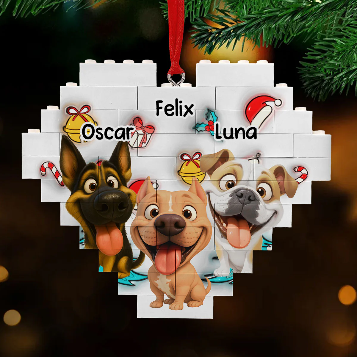 Santa Is Coming - Personalized Custom 3D Effect Heart Puzzle Ornament - Image 4