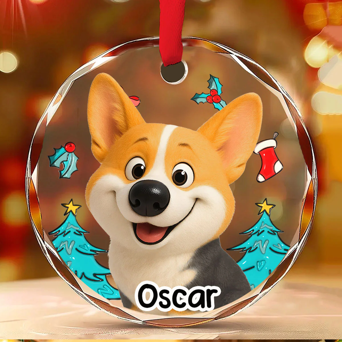 Santa Is Coming - Personalized Custom 3D Inflated Effect Glass Ornament - Image 2