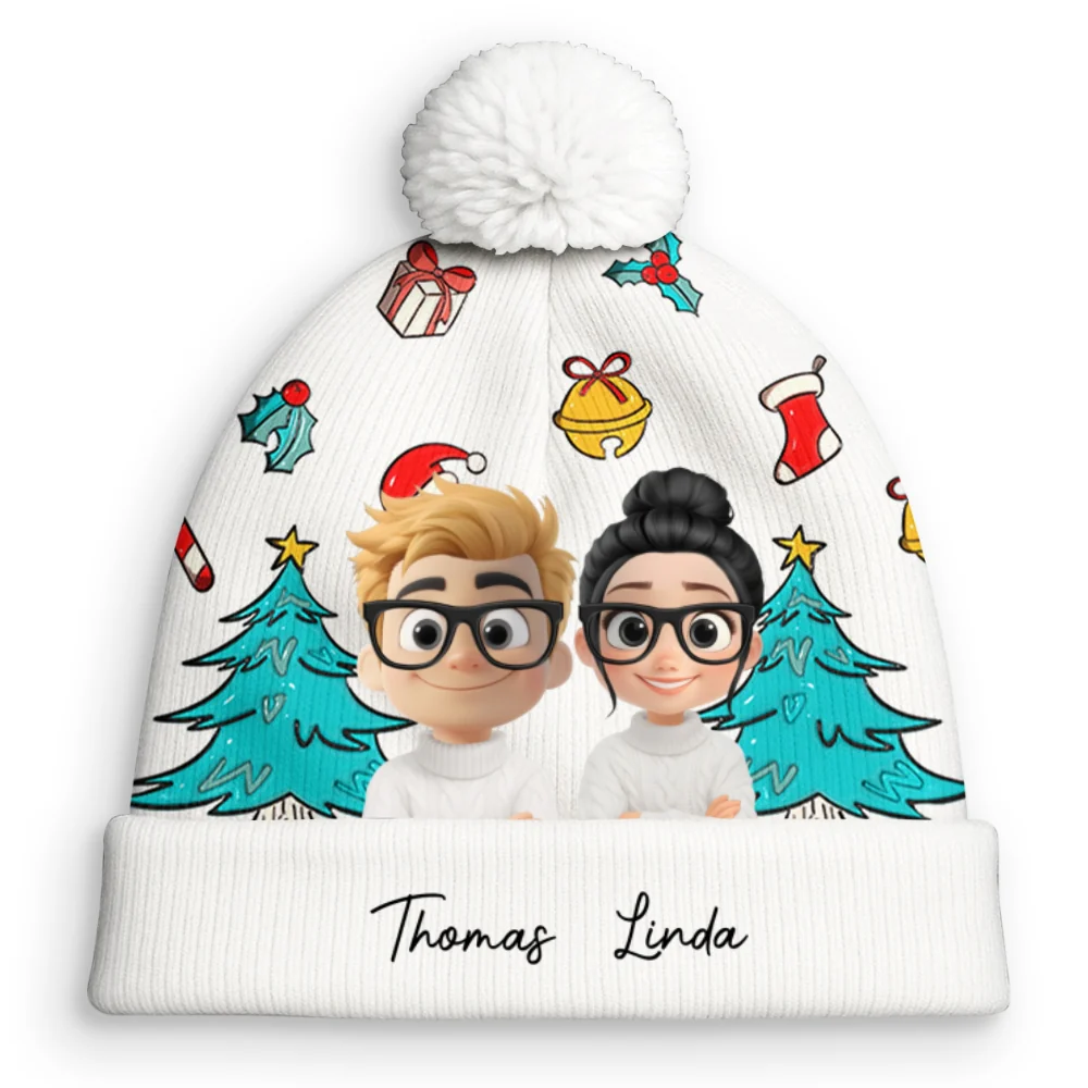 Santa Is Coming To Both Of Us - Personalized Custom Bobble Beanie Hat - Image 7