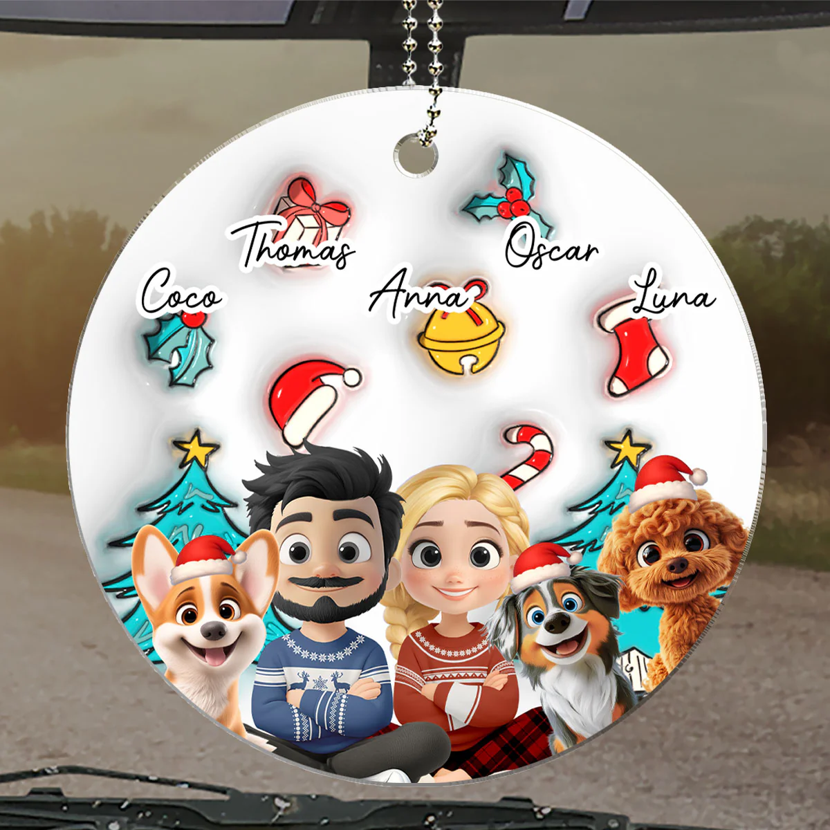 Santa Is Coming To Us - Personalized Custom 3D Inflated Effect Car Ornament - Image 3