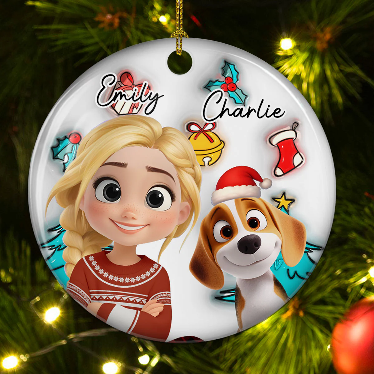 Santa Is Coming To Us - Personalized Custom 3D Inflated Effect Ceramic Ornament