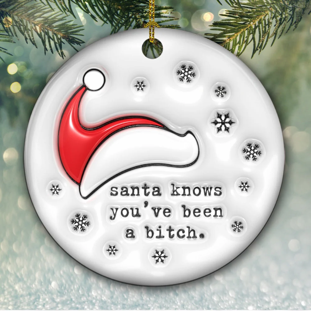 Santa Know You - 3D Inflated Effect Ceramic Ornament - Image 6