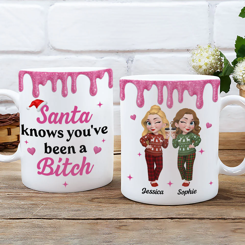 Santa Knows - Personalized Custom Coffee Mug - Image 2