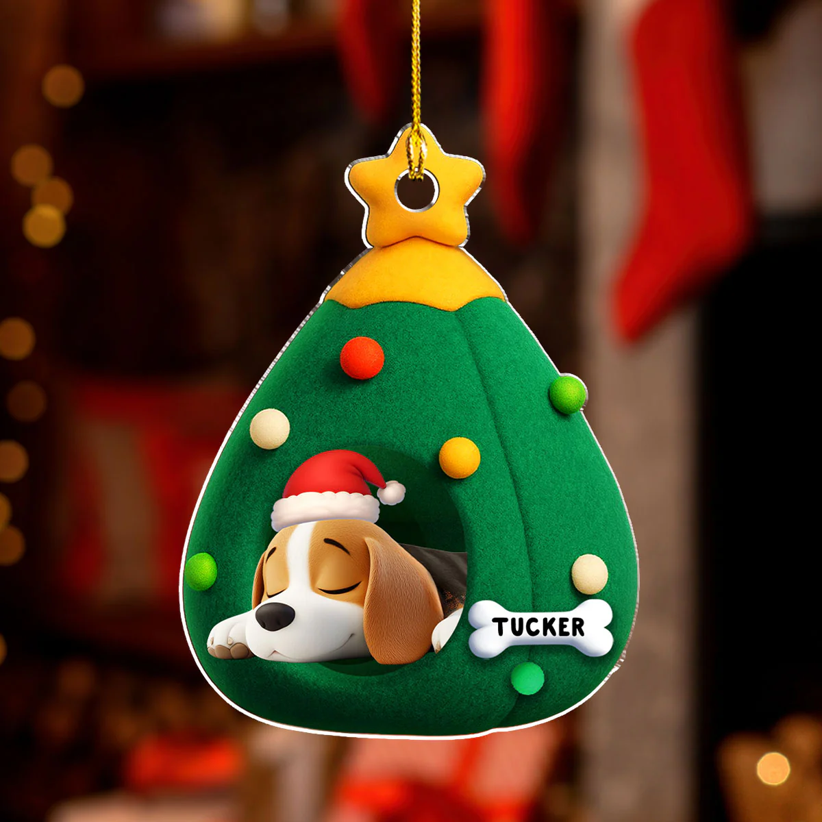 Santa Paws Cozy Tree - Personalized Custom Acrylic Ornament - Image 2