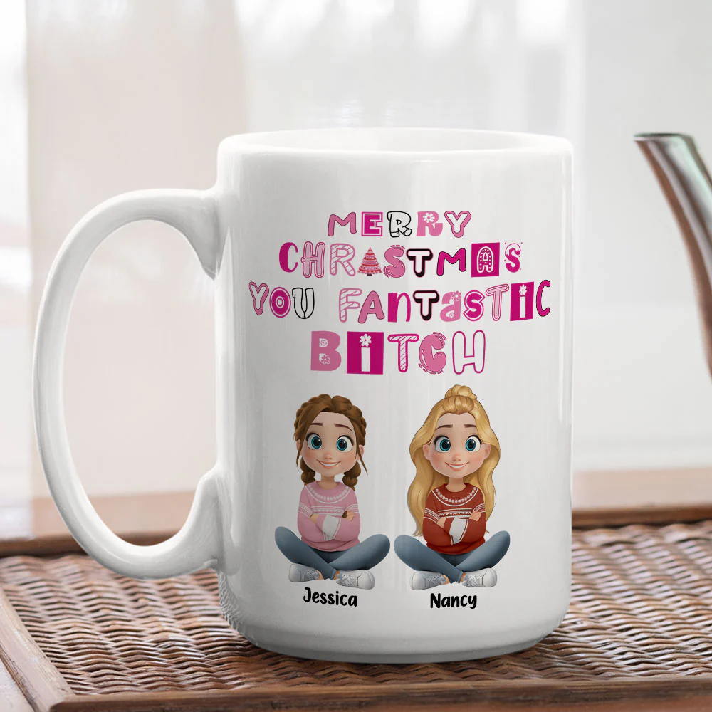 Sassy Merry Christmas Bestie - Personalized Custom Coffee Mug - Image 4
