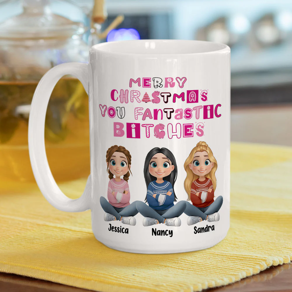 Sassy Merry Christmas Bestie - Personalized Custom Coffee Mug - Image 5