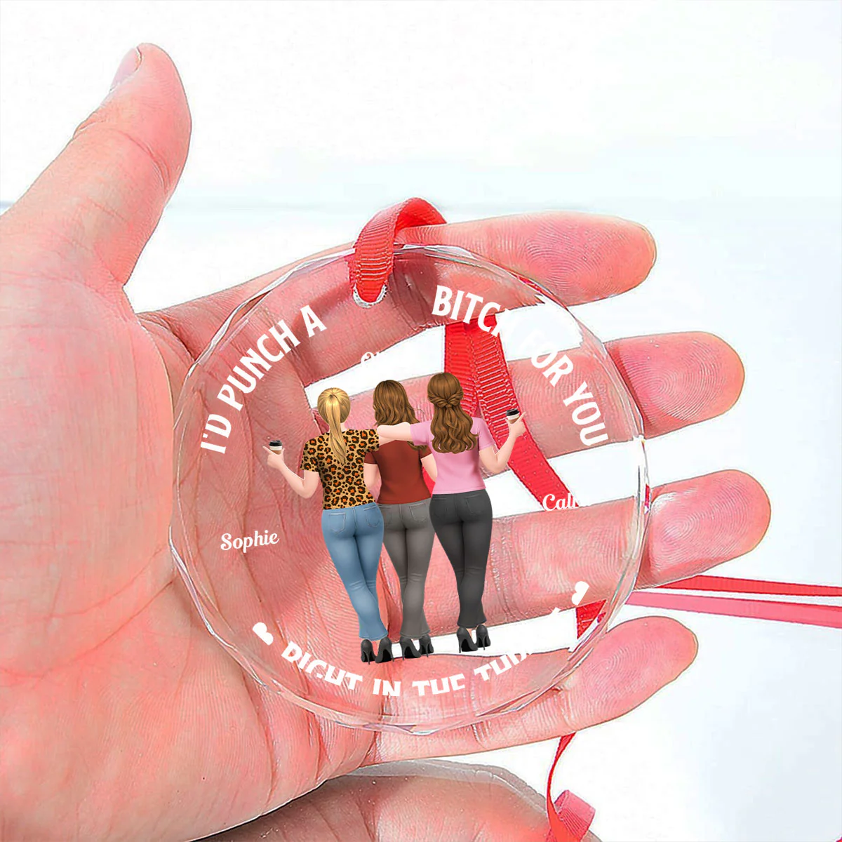 Savage Sisters - Personalized Custom Glass Ornament - Image 2