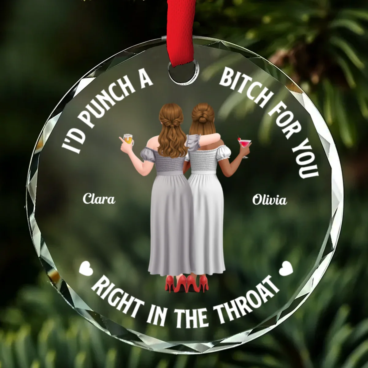 Savage Sisters - Personalized Custom Glass Ornament - Image 6