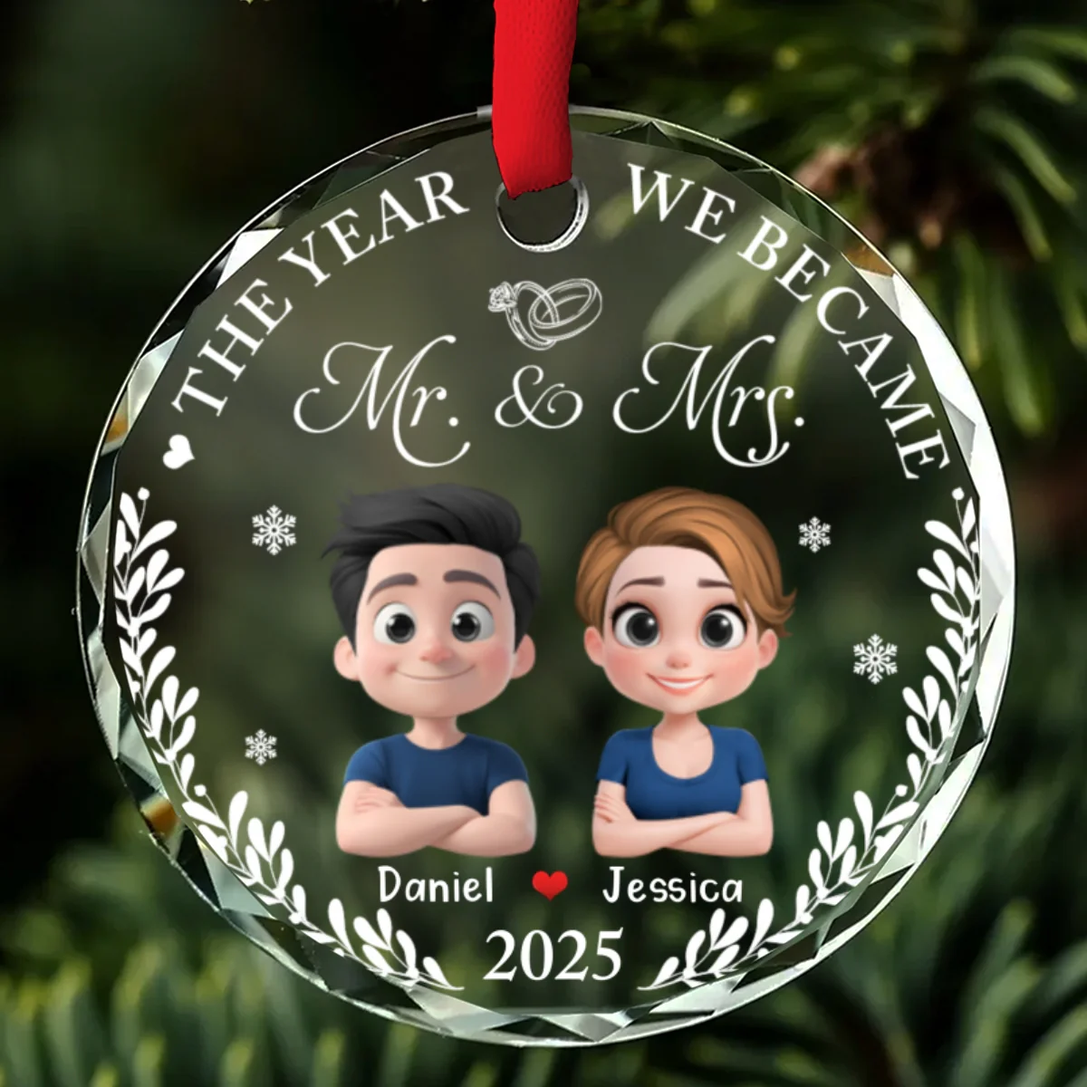 Save The Special Date - Personalized Custom Glass Ornament - Image 7