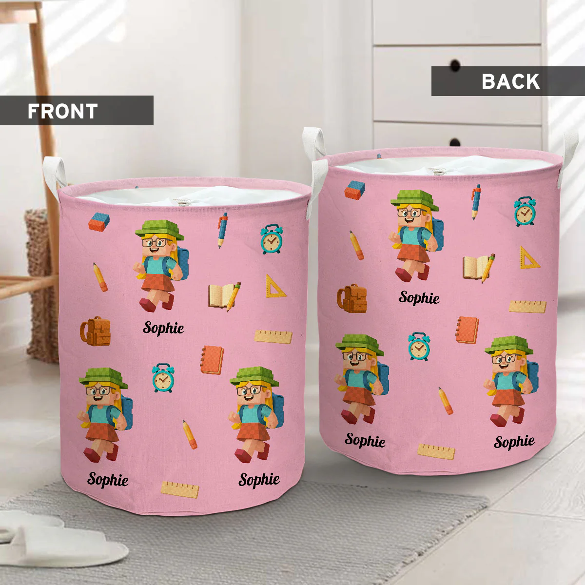 School Time - Personalized Custom Laundry Basket - Image 2