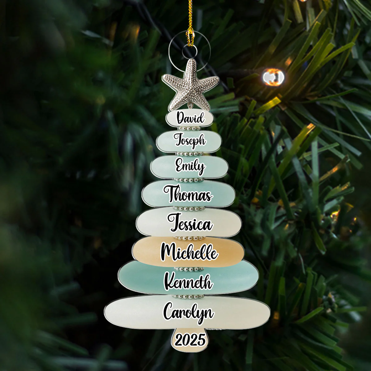 Sea Glass Christmas Tree - Personalized Custom Acrylic Ornament - Image 4
