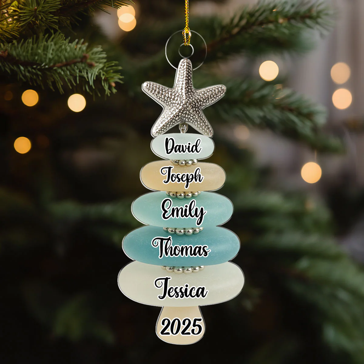 Sea Glass Christmas Tree - Personalized Custom Acrylic Ornament - Image 5