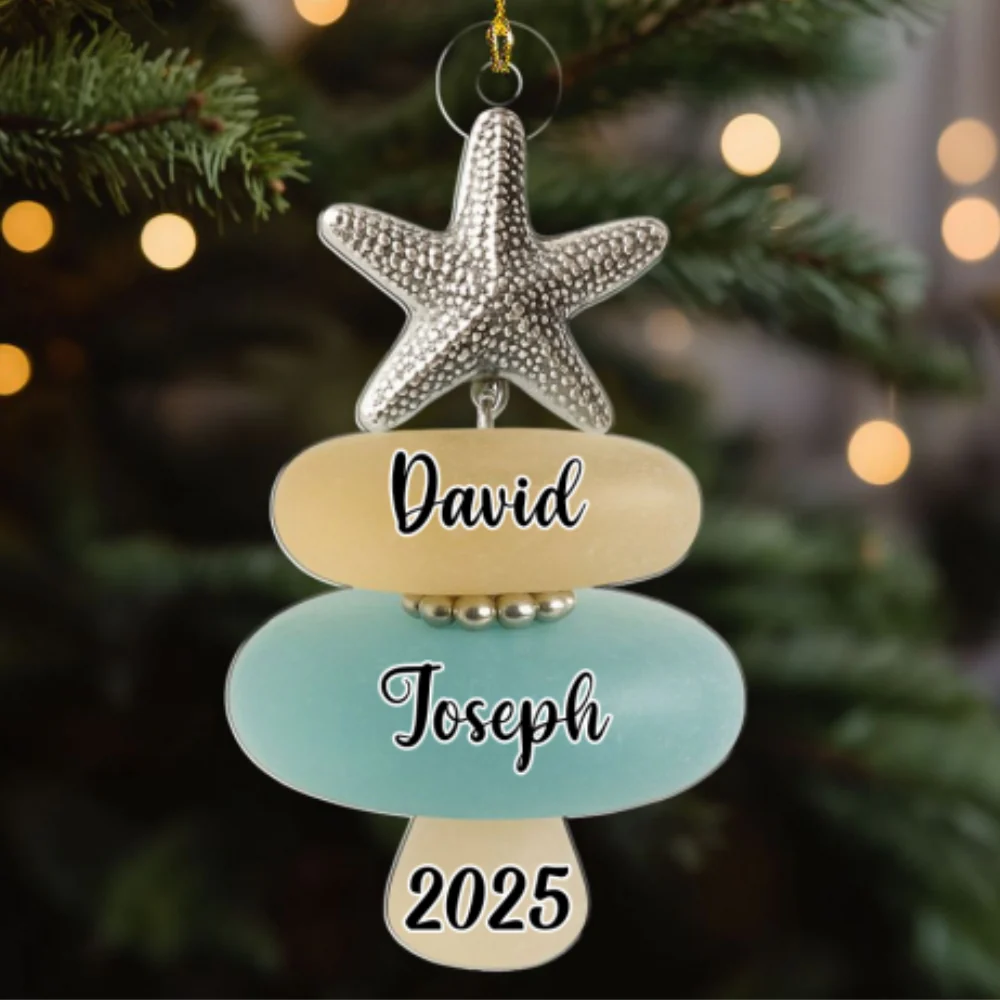 Sea Glass Christmas Tree - Personalized Custom Acrylic Ornament - Image 7