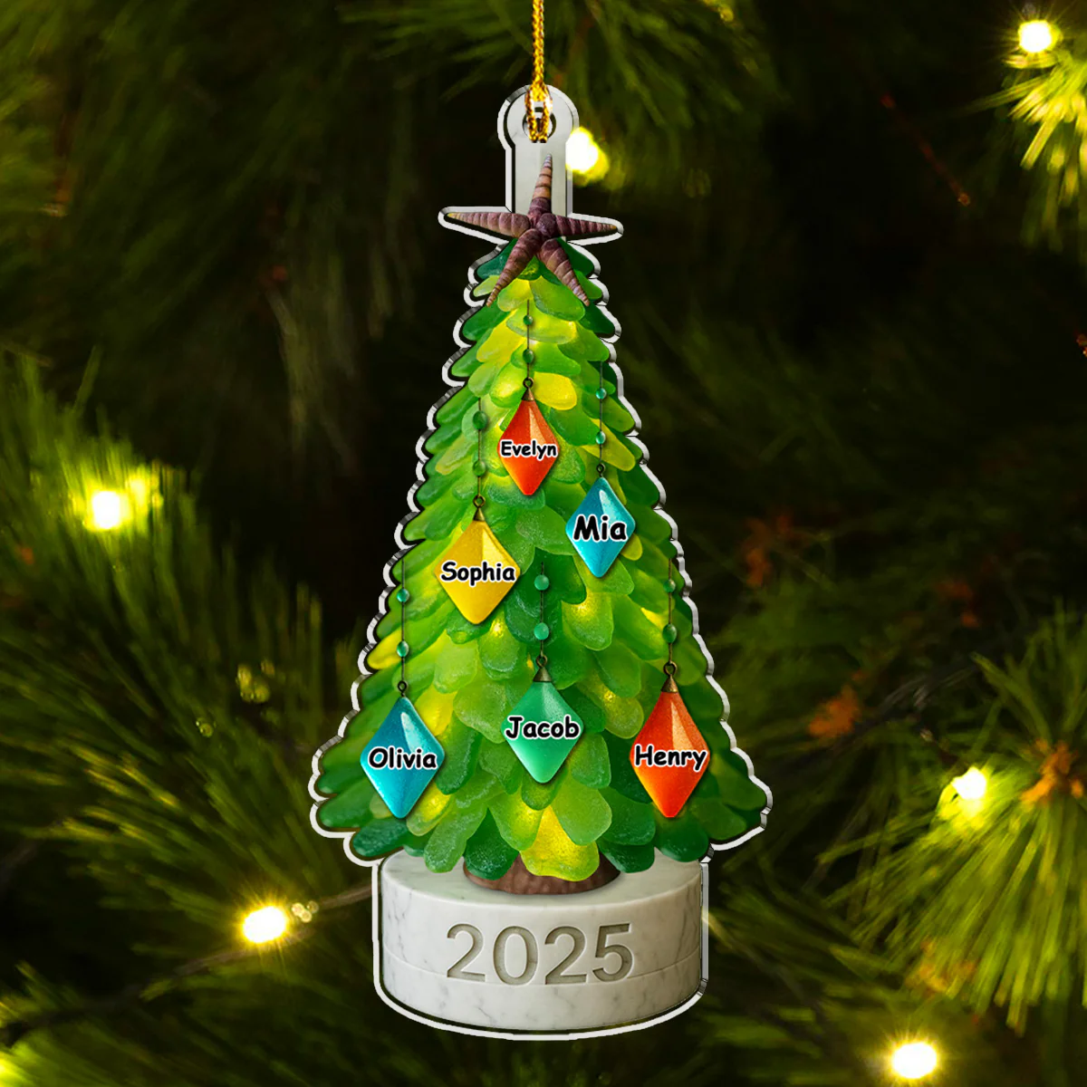 Sea Glass Family Christmas - Personalized Custom Acrylic Ornament - Image 2