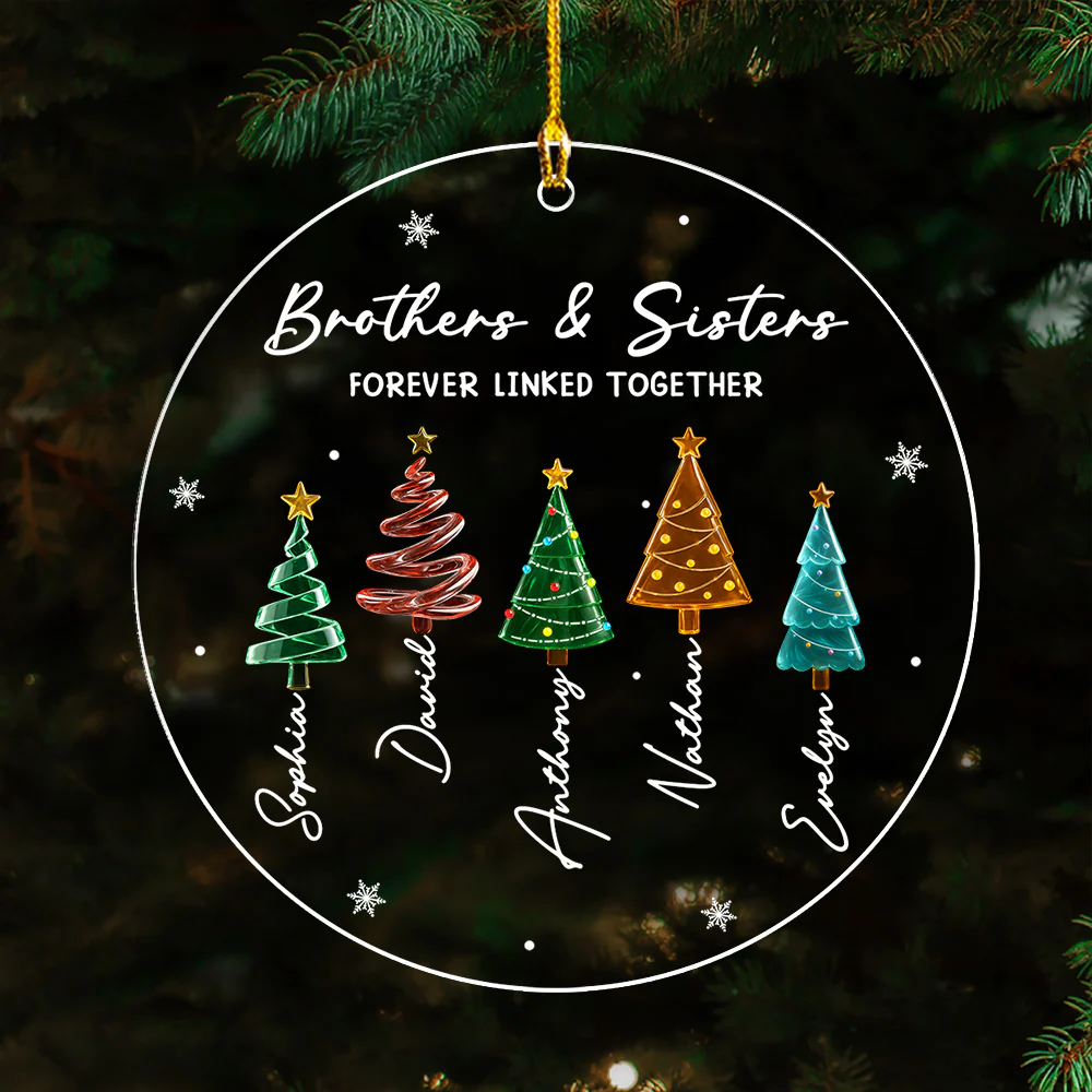 Season Love Siblings - Personalized Custom Acrylic Ornament - Image 3
