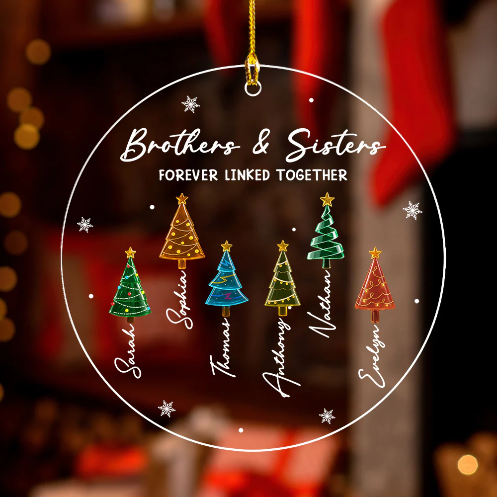 Season Love Siblings - Personalized Custom Acrylic Ornament - Image 4