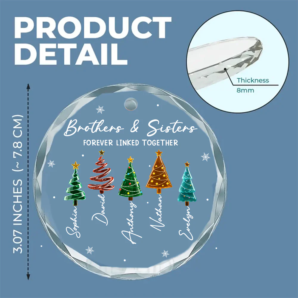 Season Love Siblings - Personalized Custom Glass Ornament - Image 5