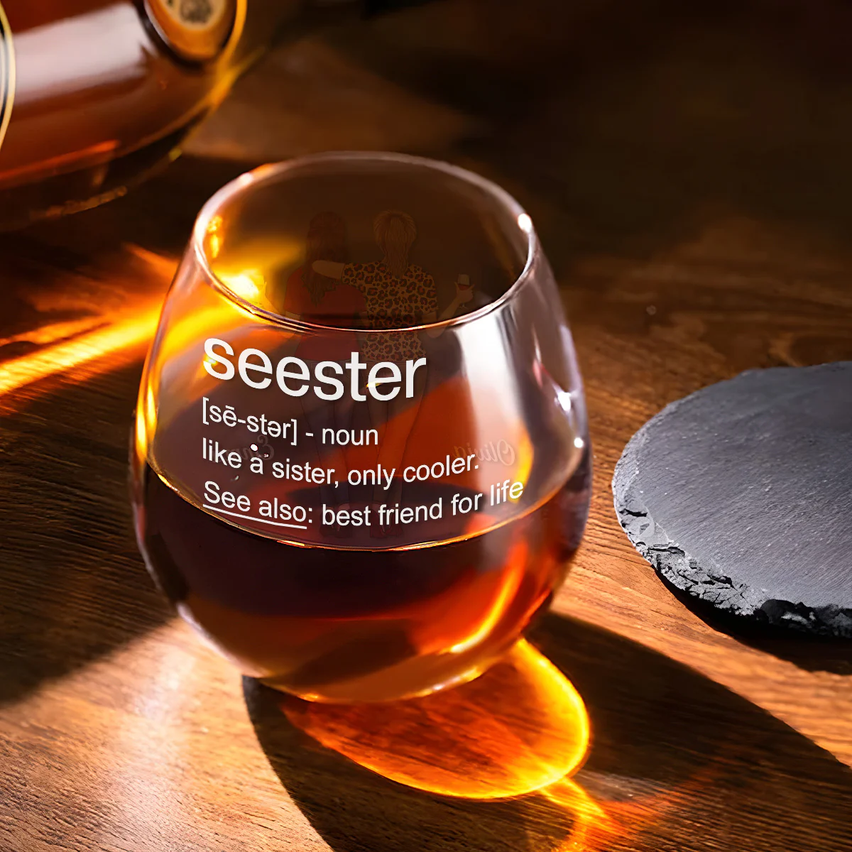 Seester Best Friend For Life - Personalized Custom Wine Glass - Image 4