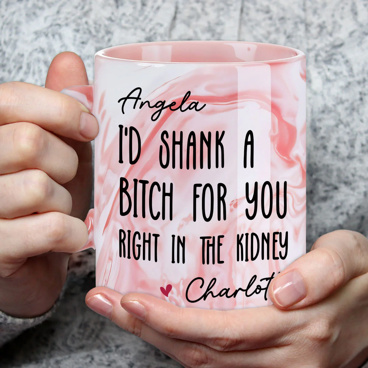 Shank A Bitch For You - Personalized Custom Pink Marble Mug - Image 3