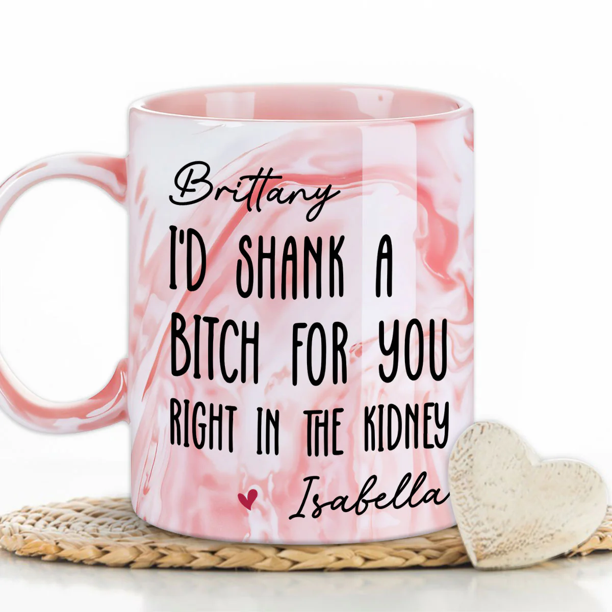 Shank A Bitch For You - Personalized Custom Pink Marble Mug - Image 4