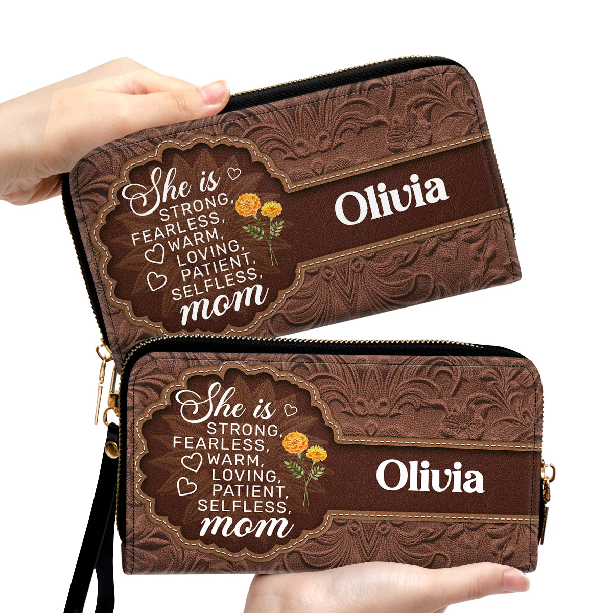 She Is Mom - Personalized Custom Leather Wallet - Image 2