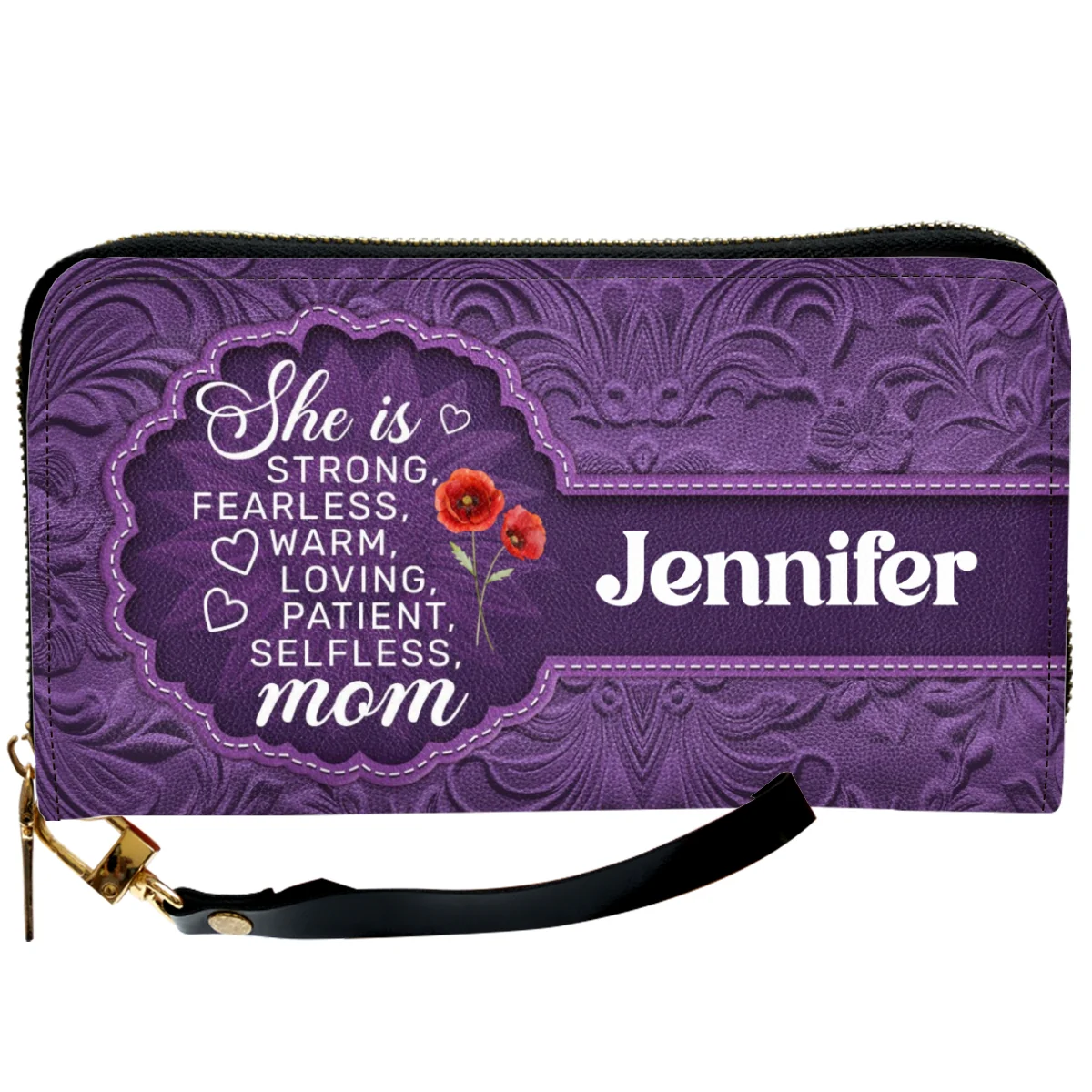 She Is Mom - Personalized Custom Leather Wallet - Image 6