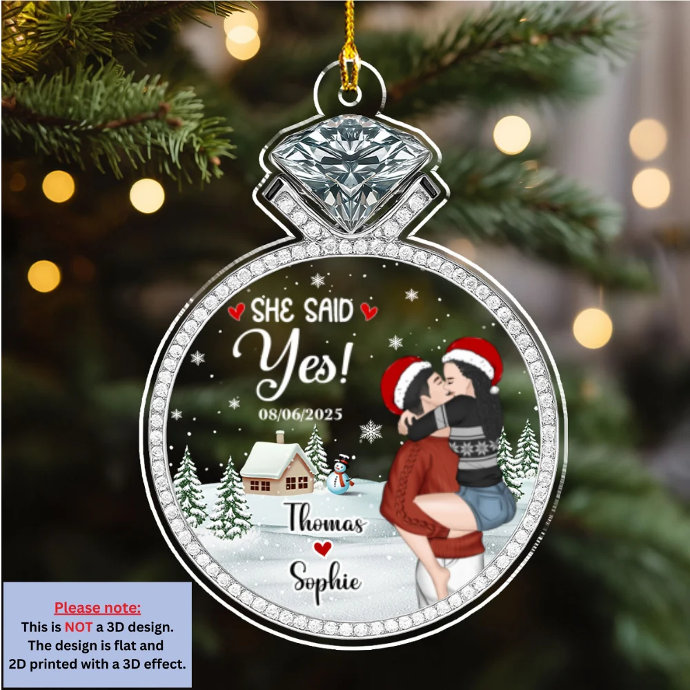 She Said Yes - Personalized Custom Acrylic Ornament - Image 6
