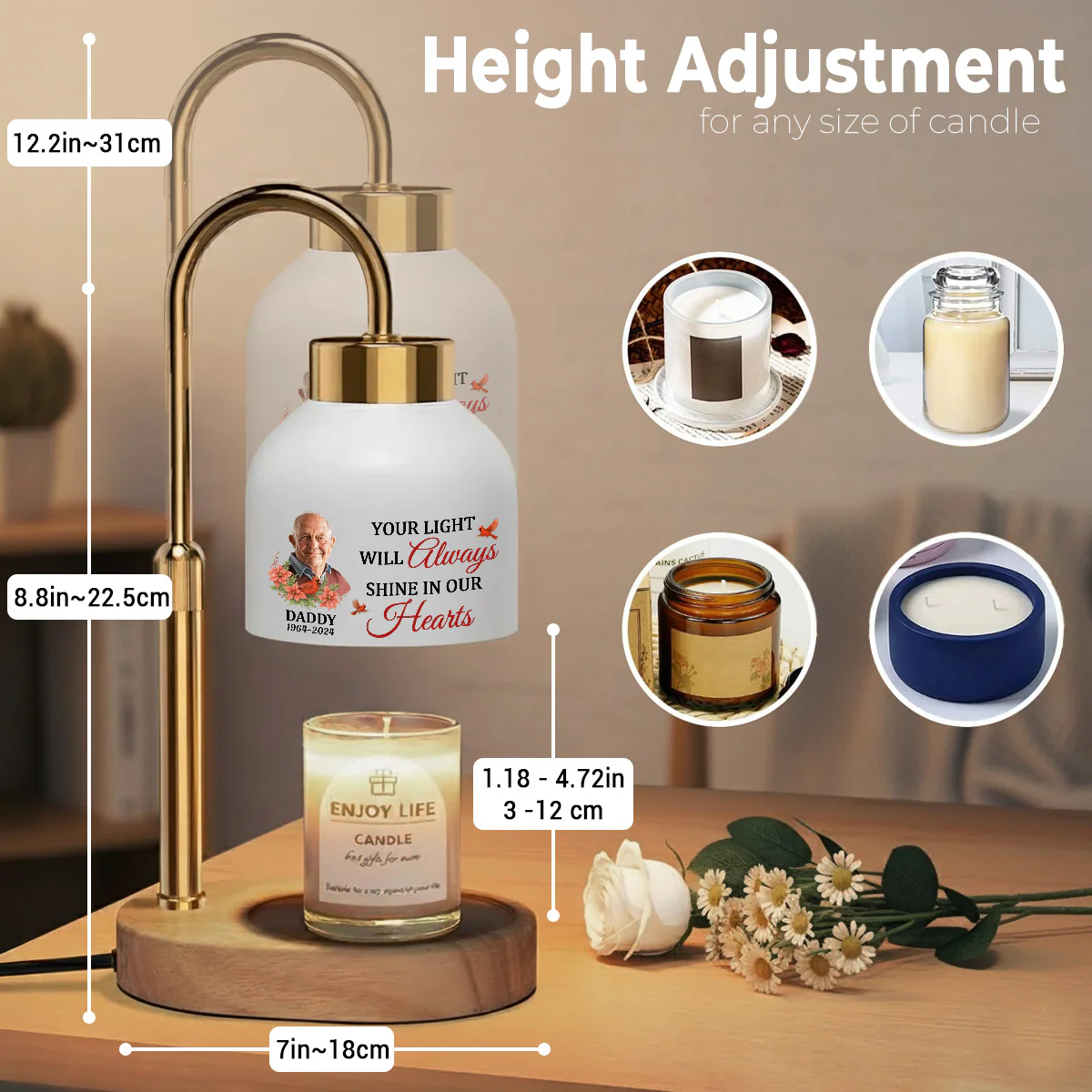 Shine In Our Heart - Personalized Custom Candle Warmer Lamp - Image 4