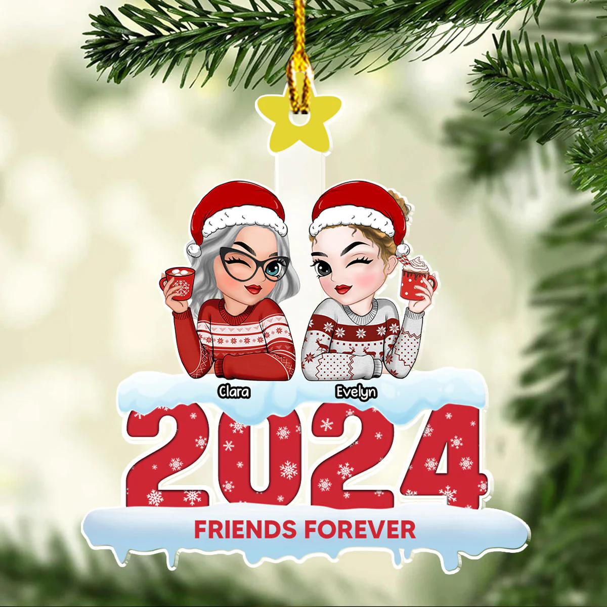 Sibling Forever - Personalized Custom Acrylic Ornament - Image 2