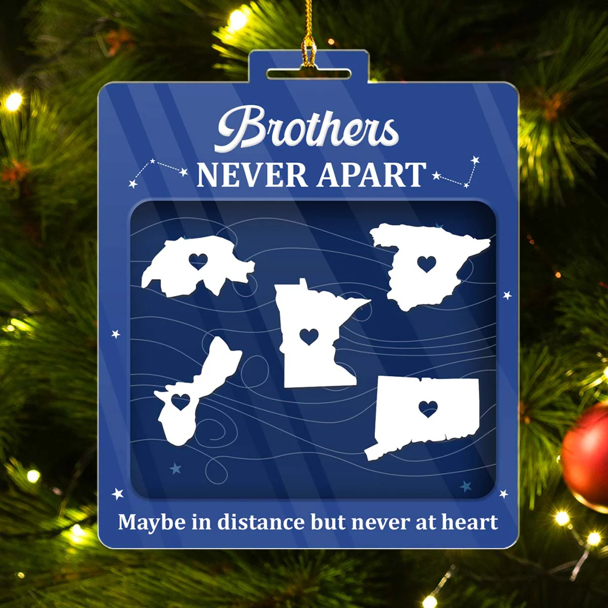 Sibling Love Knows No Borders - Personalized Custom Acrylic Ornament - Image 4