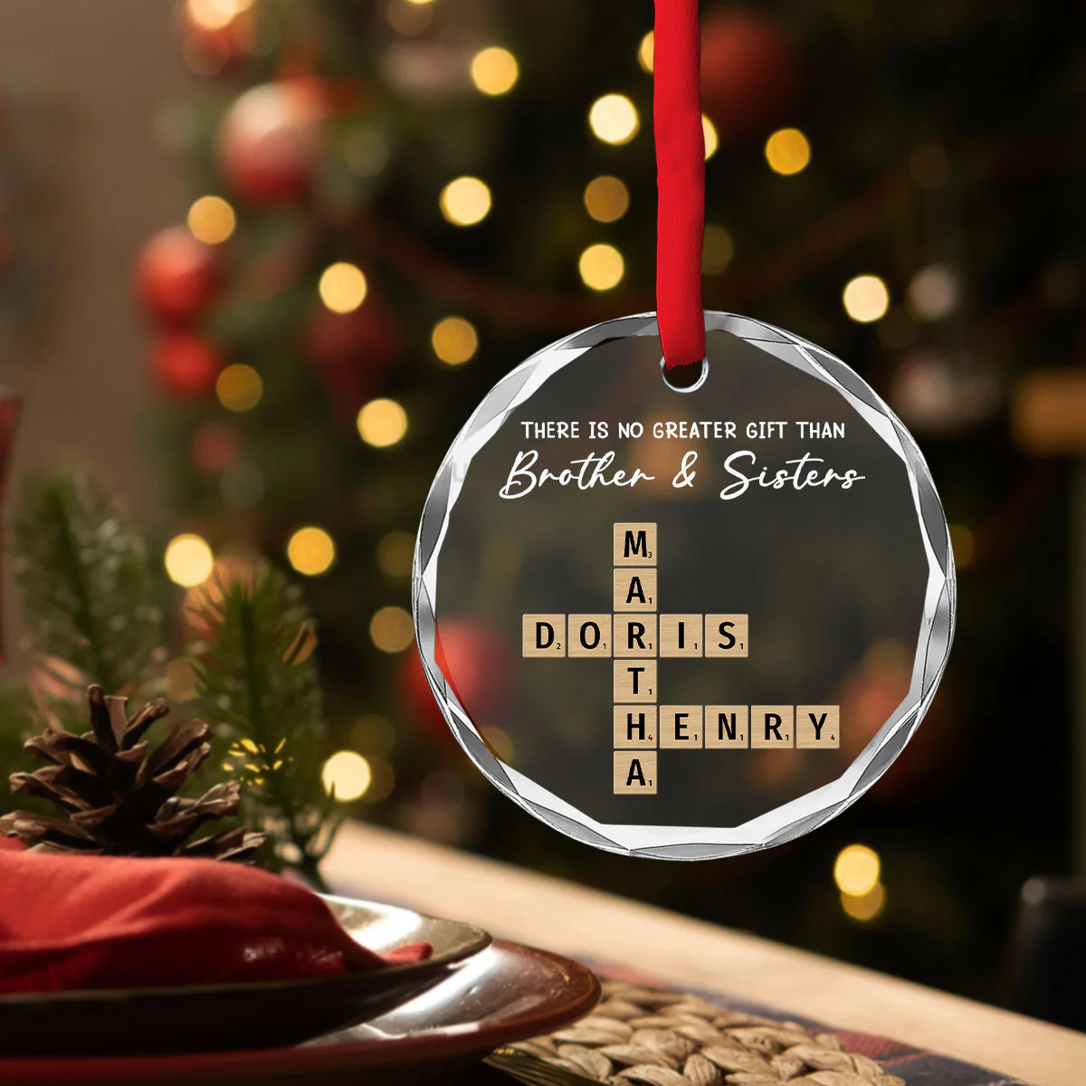 Siblings Are A Precious Gift - Personalized Custom Glass Ornament - Image 4