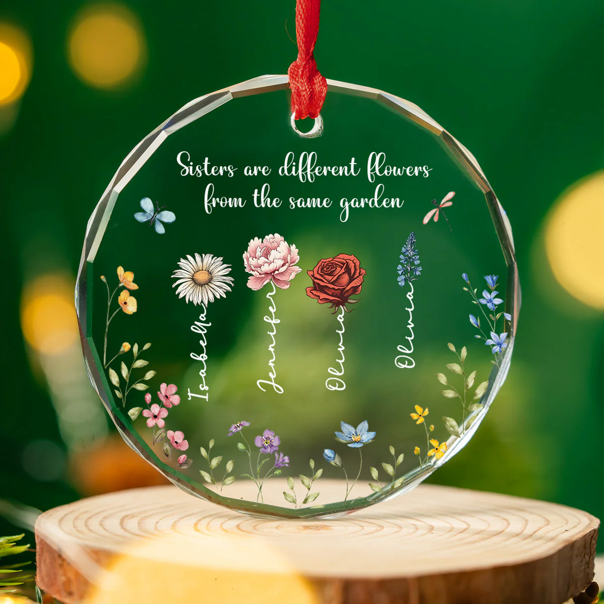 Siblings Are Different Flowers From The Same Garden - Personalized Custom Glass Ornament - Image 2