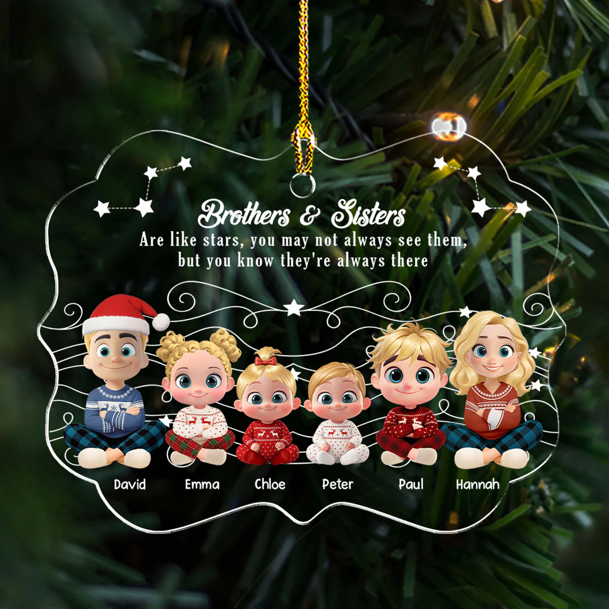 Siblings Are Stars Of Life - Personalized Custom Acrylic Ornament - Image 4