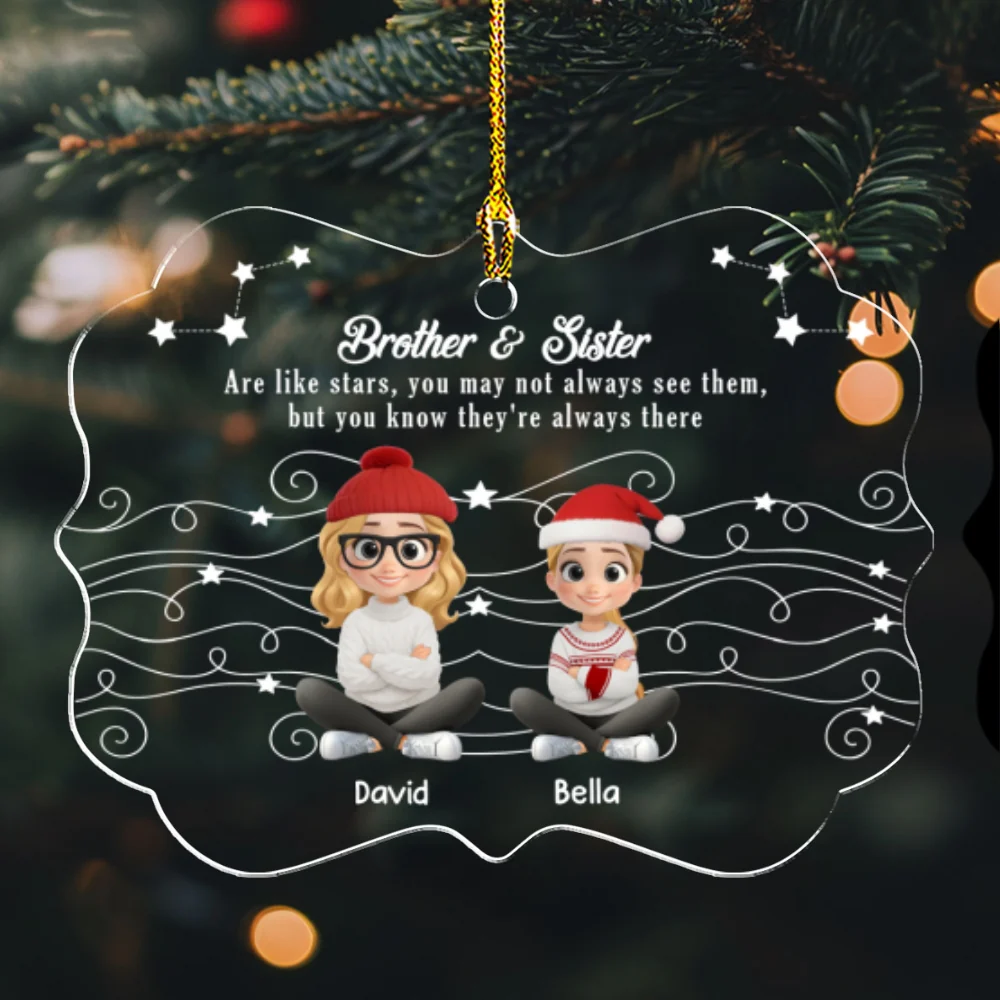 Siblings Are Like Bright Stars - Personalized Custom Acrylic Ornament - Image 6
