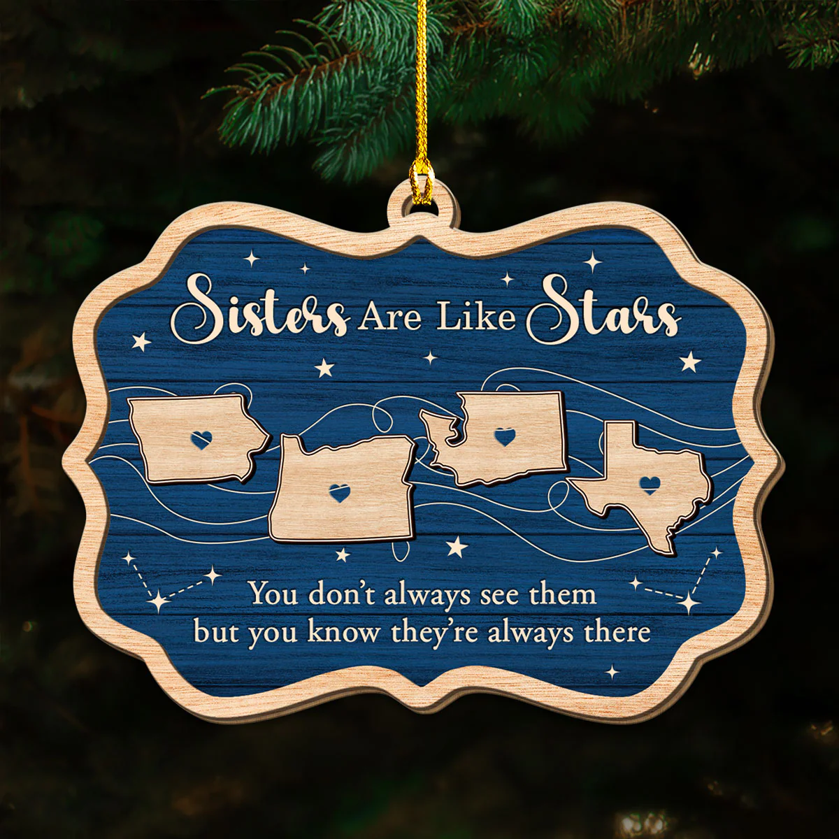 Siblings Are Like Star - Personalized Custom Wood Ornament - Image 3