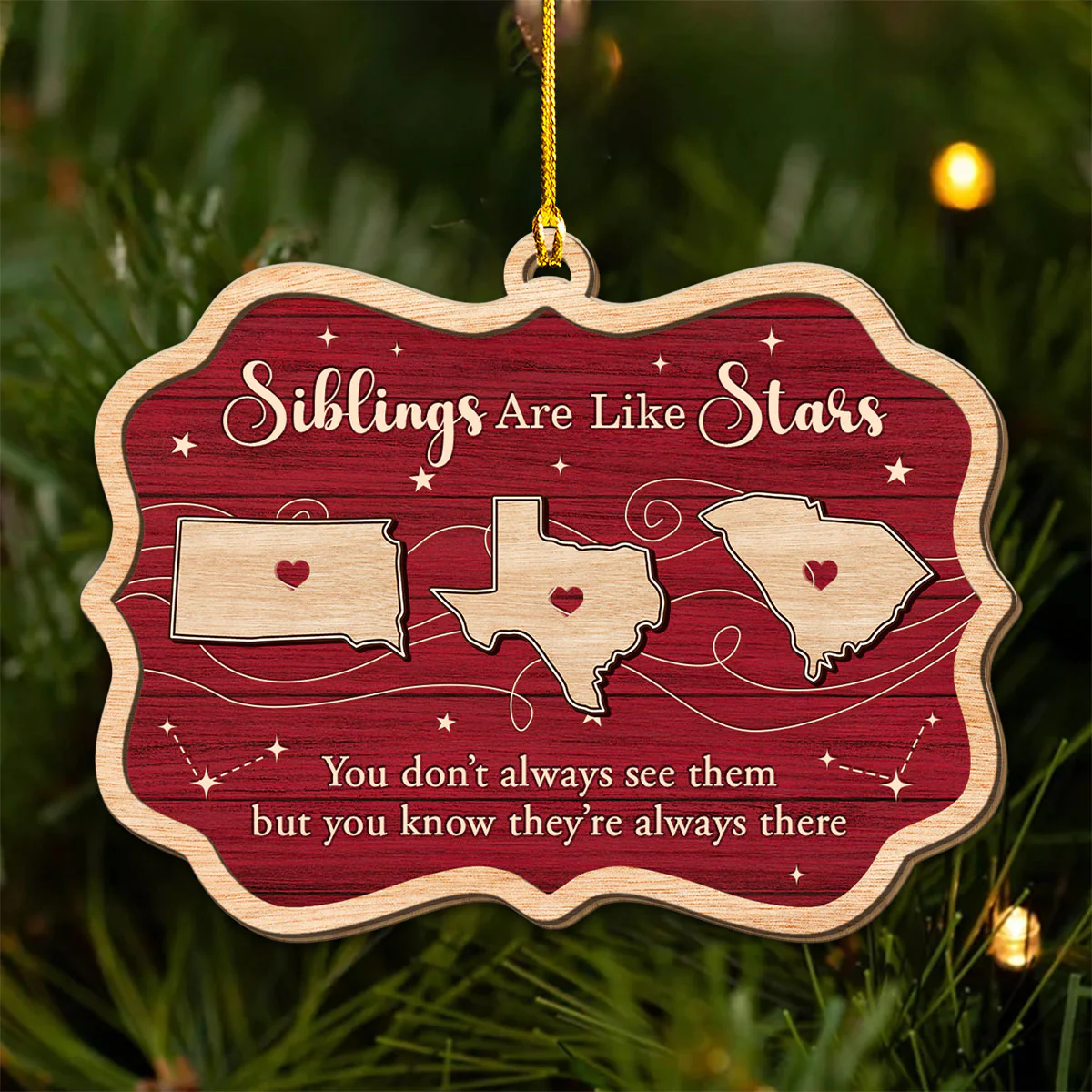 Siblings Are Like Star - Personalized Custom Wood Ornament - Image 4