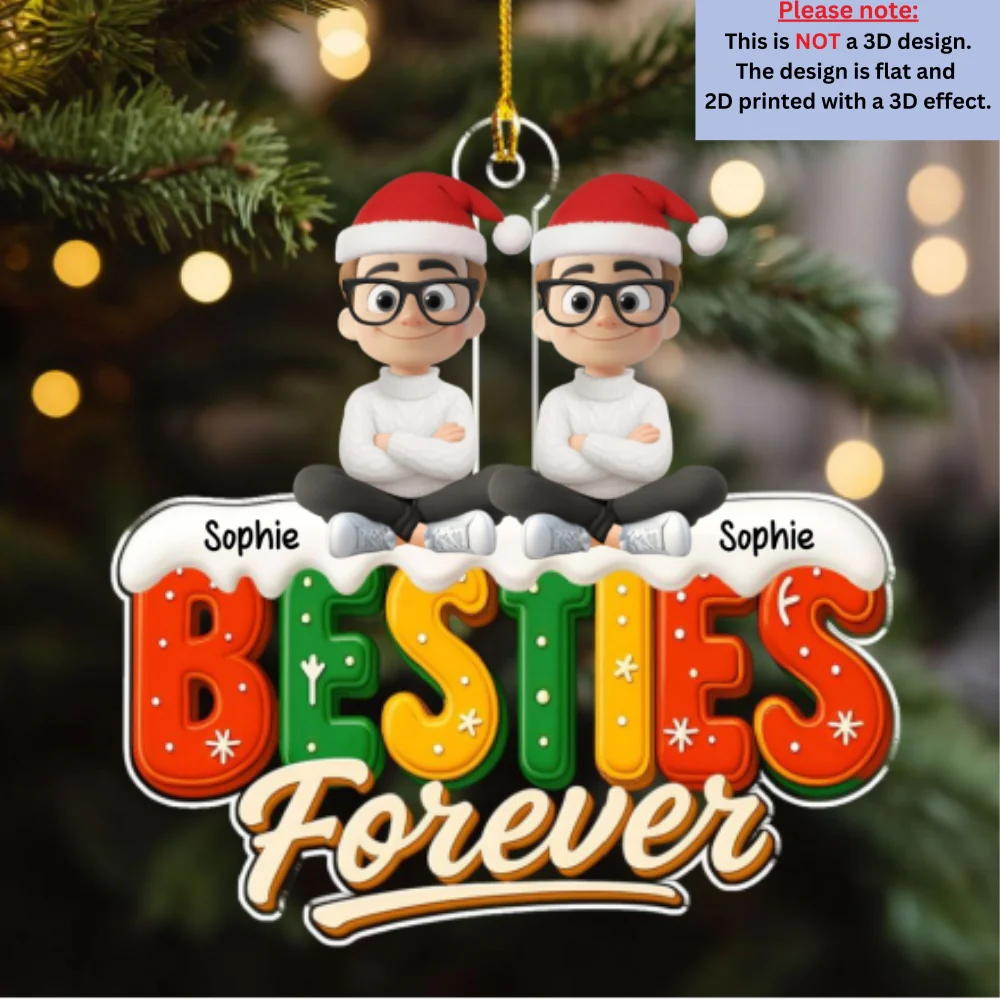 Siblings Christmas - Personalized Custom Acrylic Ornament - Image 6