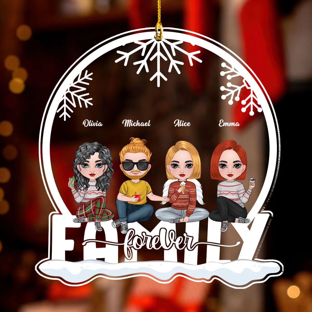 Siblings Forever - Personalized Custom Acrylic Ornament - Image 2