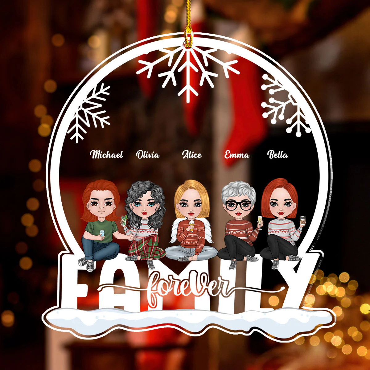 Siblings Forever - Personalized Custom Acrylic Ornament - Image 3
