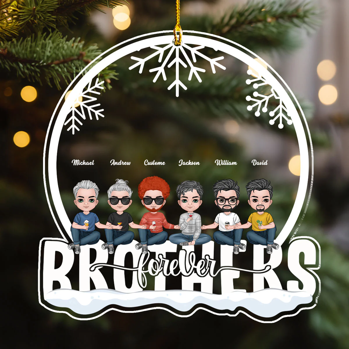 Siblings Forever - Personalized Custom Acrylic Ornament - Image 4