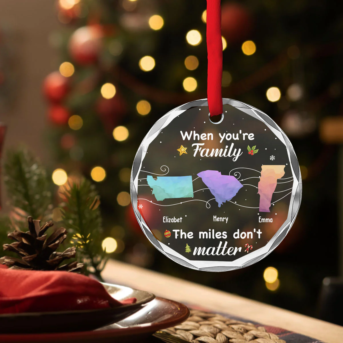 Siblings Forever - Personalized Custom Glass Ornament - Image 3