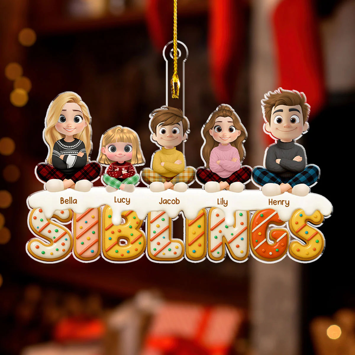 Siblings Forever Version 2 - Personalized Custom Acrylic Ornament - Image 2