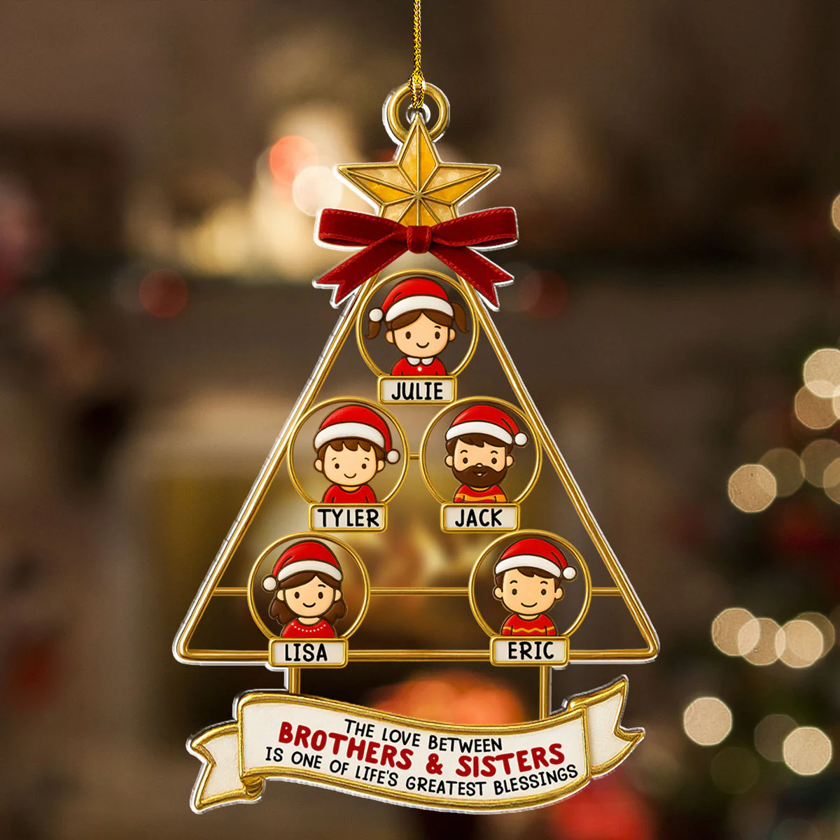 Siblings Memories Tree - Personalized Custom Acrylic Ornament - Image 2