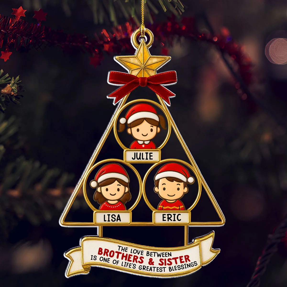 Siblings Memories Tree - Personalized Custom Acrylic Ornament - Image 4