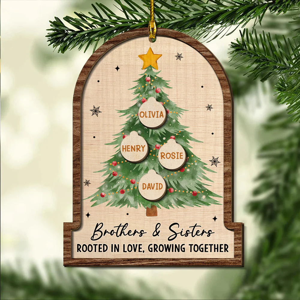 Siblings Rooted Deep In Love - Personalized Custom 2-layered Wood Ornament