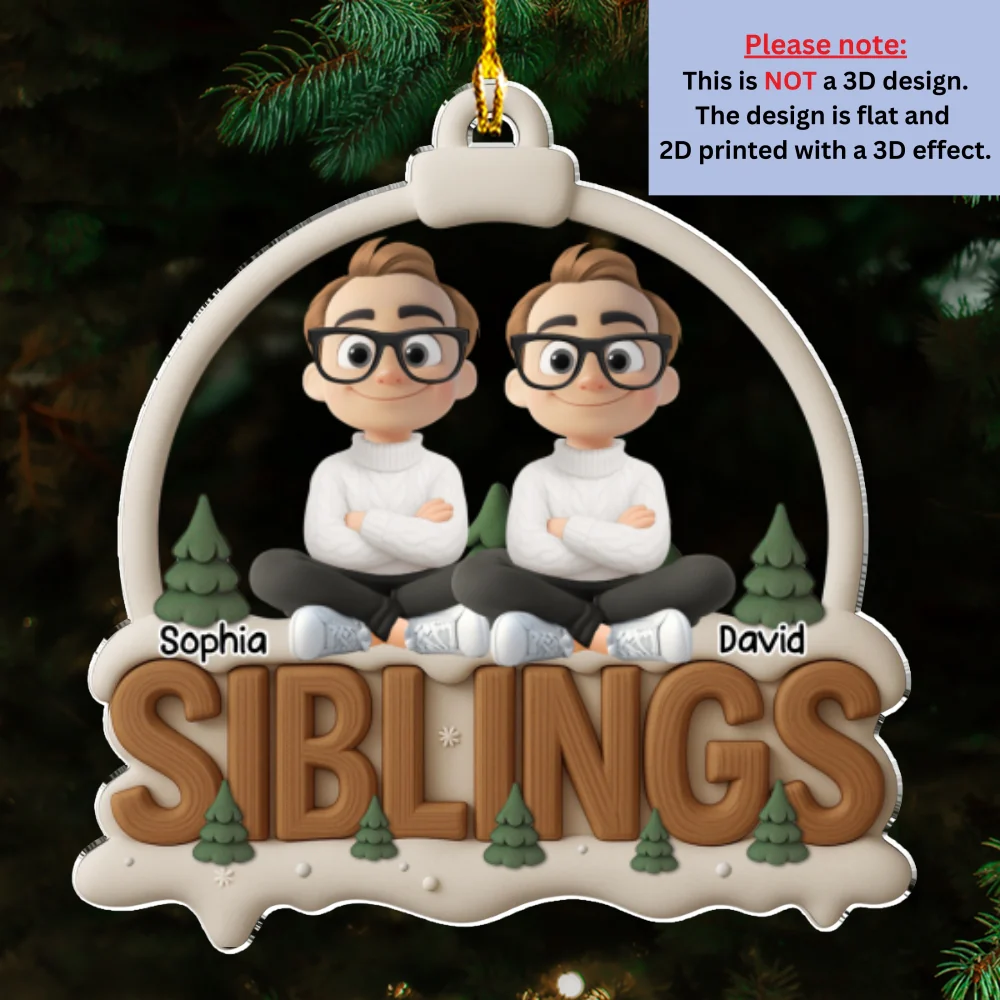 Siblings This Year Onwards Ver 2 - Personalized Custom 3D Effect Acrylic Ornament - Image 6