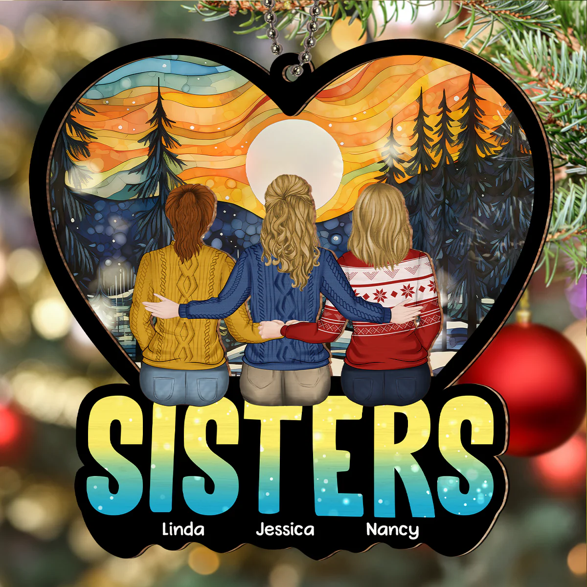Siblings Together - Personalized Custom Suncatcher Ornament - Image 3