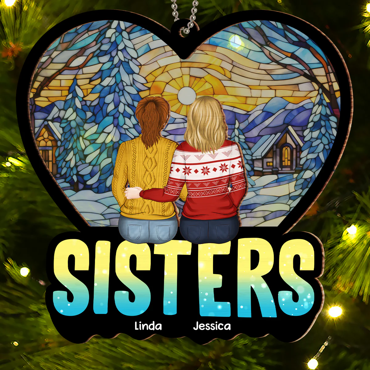 Siblings Together - Personalized Custom Suncatcher Ornament - Image 4