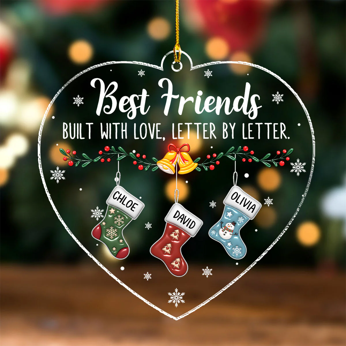Side By Side Always - Personalized Custom 3D Effect Acrylic Ornament - Image 4