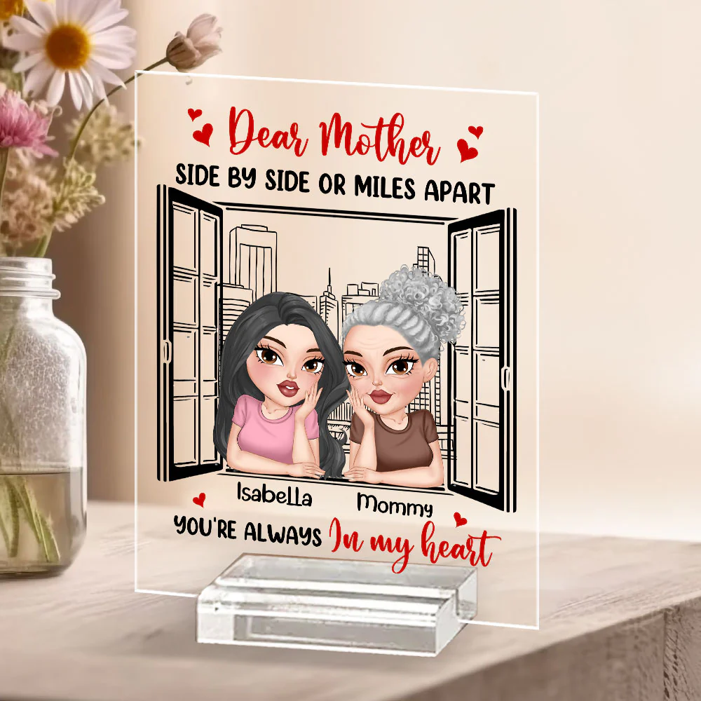 Side By Side Or Miles Apart - Personalized Custom Acrylic Plaque With Base - Image 3